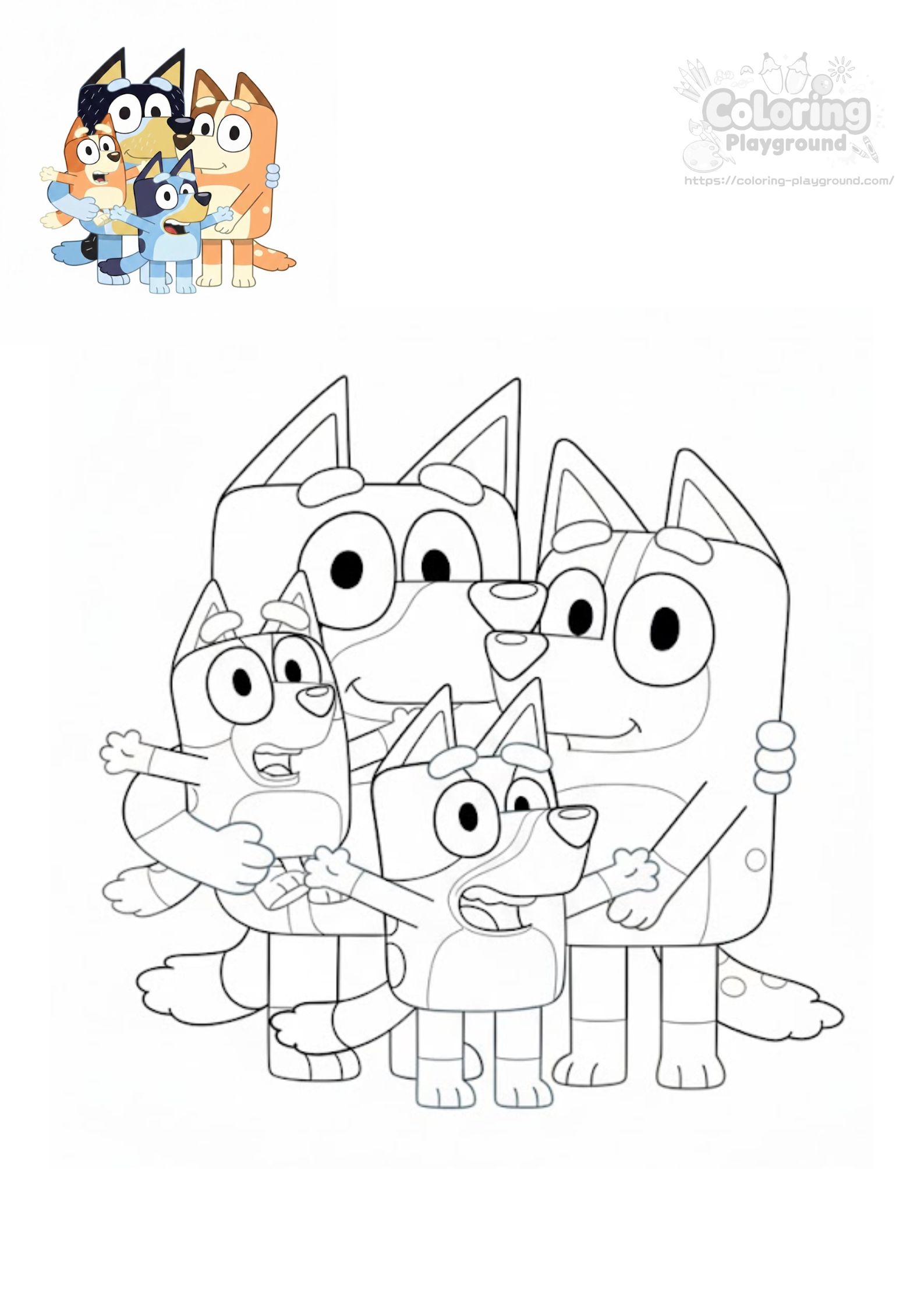 Bluey Family (The Heeler Family) - Bluey coloring page for kids