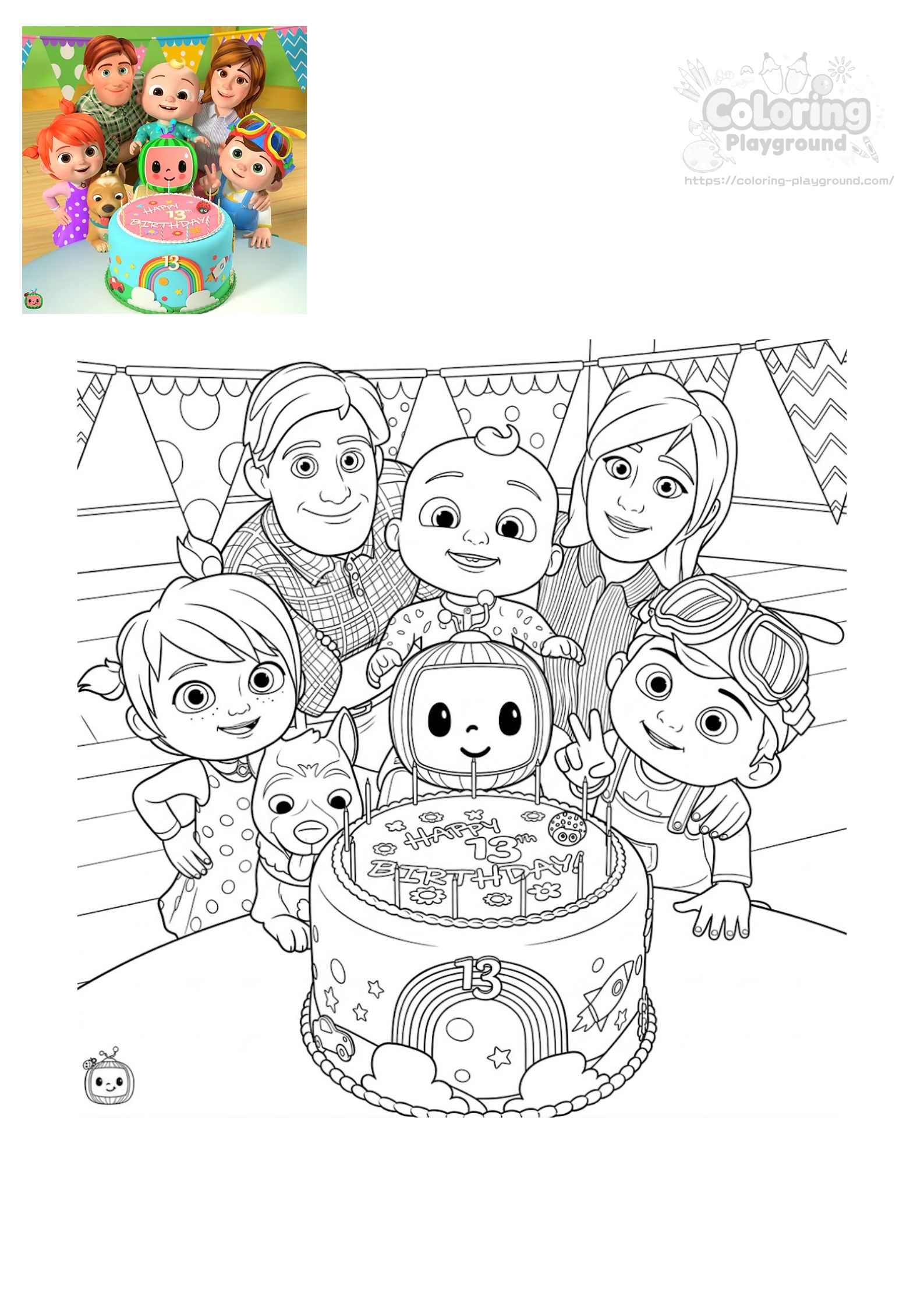 Cocomelon Family Free Coloring Page - Cocomelon coloring page for kids