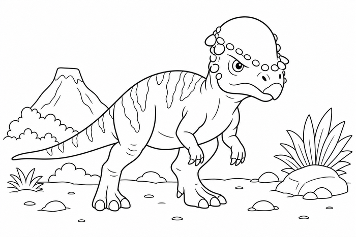 Pachycephalosaurus Coloring Page - Dinosaurs coloring page for kids
