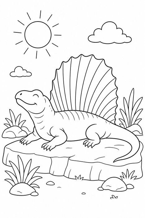 Dimetrodon Coloring Page 2 - Dinosaurs coloring page for kids