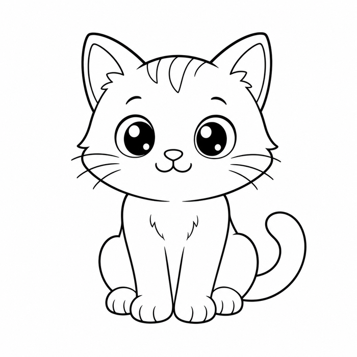 Cute Cat Coloring Page - Animals coloring page for kids