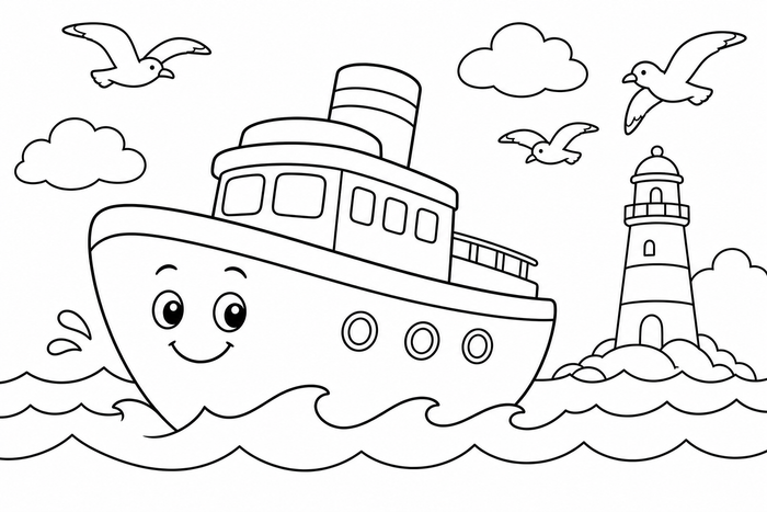 Sailing Ship - Vehicles coloring page for kids