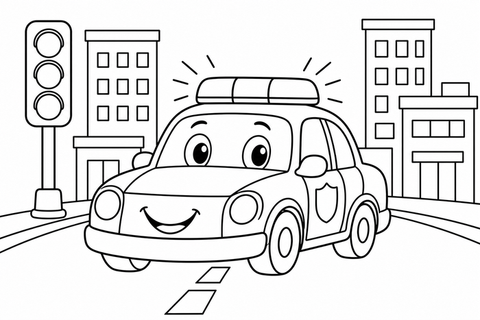 Police Car - Vehicles coloring page for kids