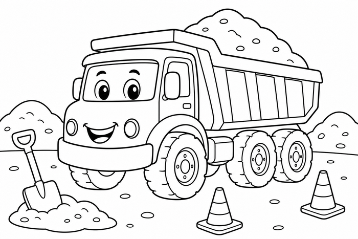 Dump Truck - Vehicles coloring page for kids