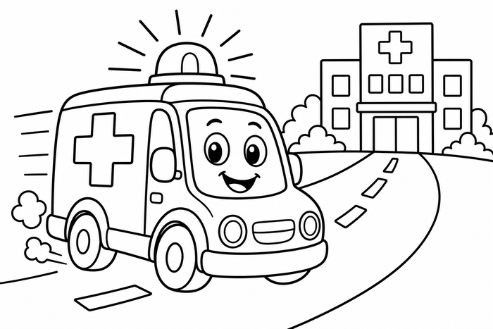 Ambulance - Vehicles coloring page for kids