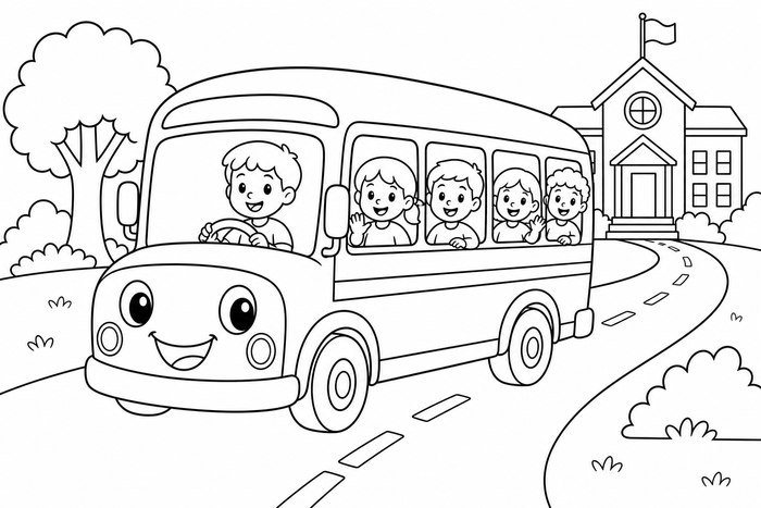 School Bus - Vehicles coloring page for kids