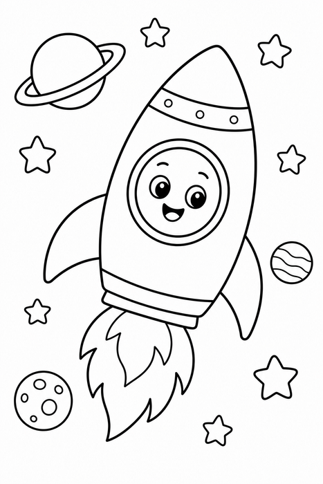 Space Rocket - Vehicles coloring page for kids