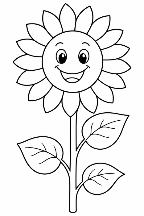 Happy Sunflower Coloring Page - Flowers & Plants coloring page for kids