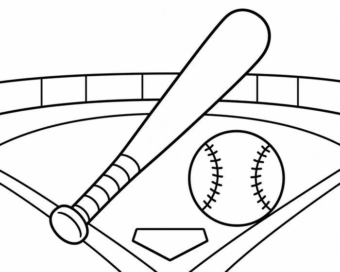 Baseball Bat and Ball - Sports coloring page for kids
