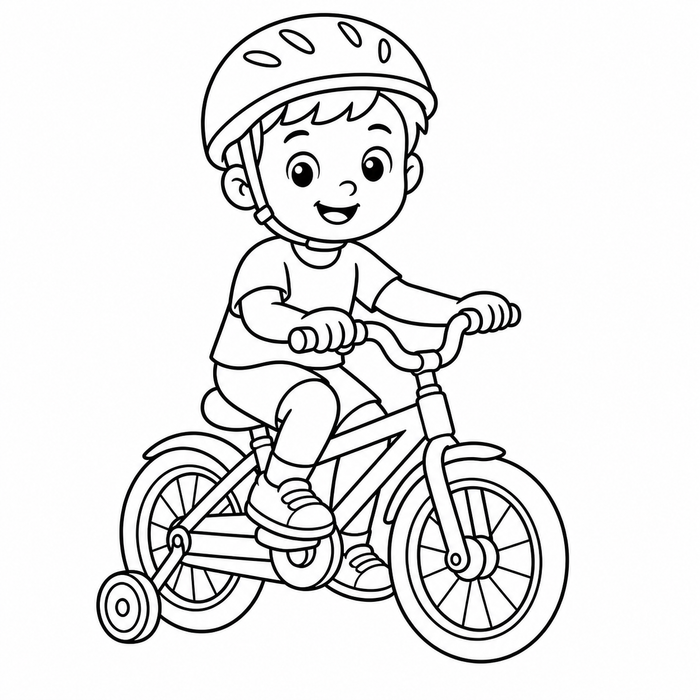 Child Riding a Bicycle - Sports coloring page for kids