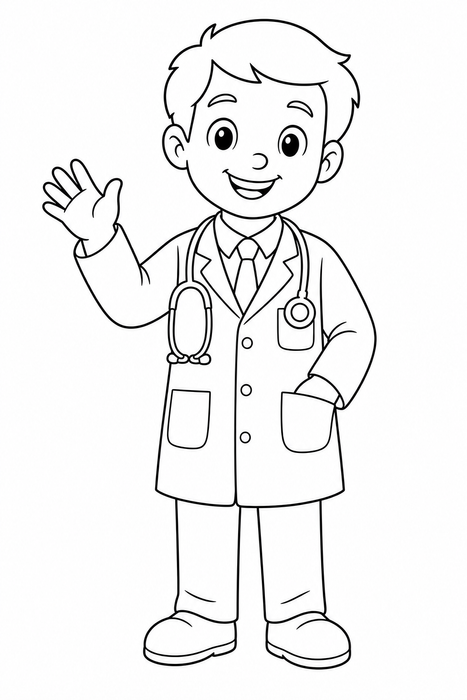 Friendly Doctor - Jobs coloring page for kids