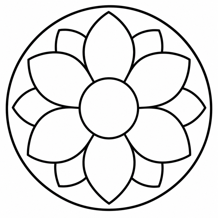 Easy Flower Mandala - Mandala coloring page for kids