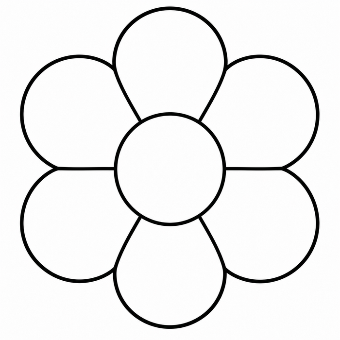 6 Petal Round Mandala - Mandala coloring page for kids