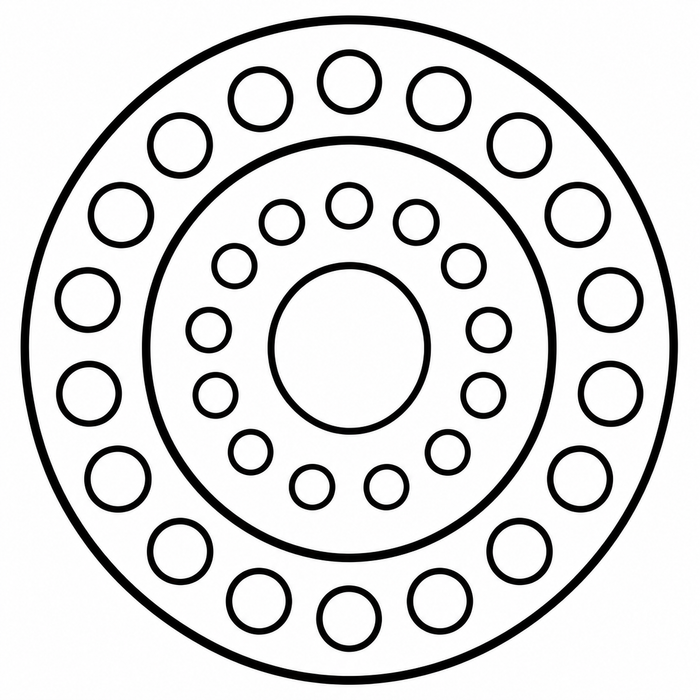 Concentric Circles and Dots Mandala - Mandala coloring page for kids