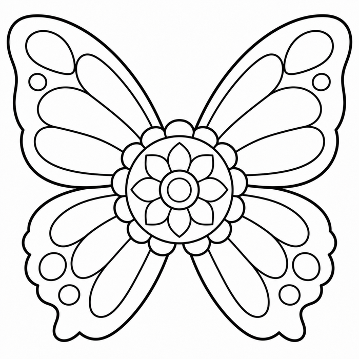 Butterfly Wing Mandala - Mandala coloring page for kids