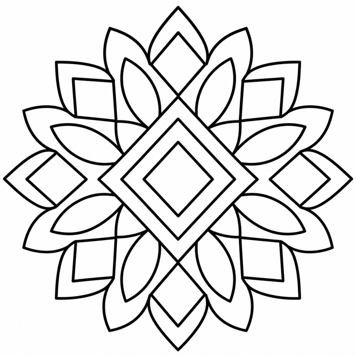 Diamond Pattern Mandala - Mandala coloring page for kids