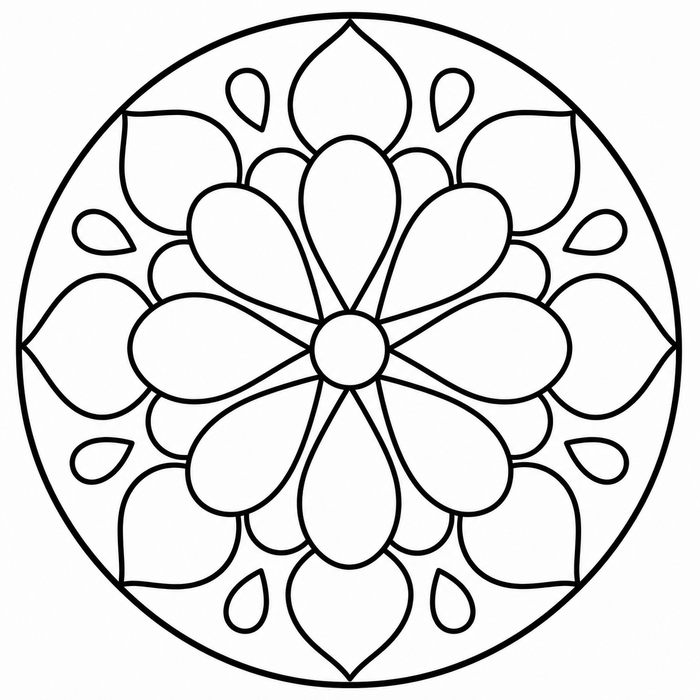 Teardrop Mandala - Mandala coloring page for kids