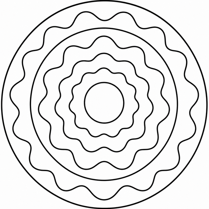 Wave Pattern Mandala - Mandala coloring page for kids