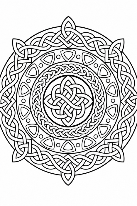 Celtic Knot Mandala - Mandala coloring page for kids