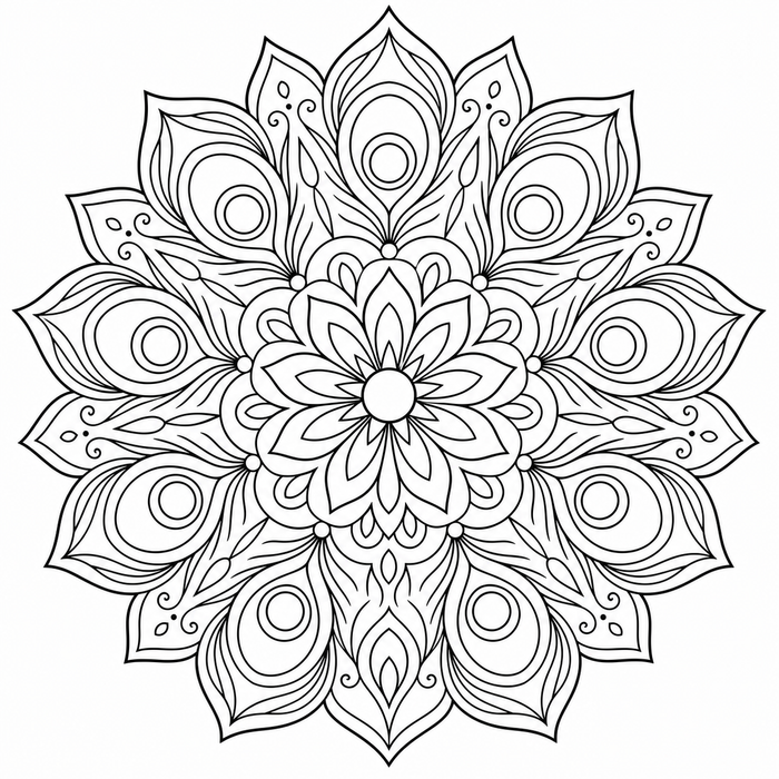Peacock Eye Mandala - Mandala coloring page for kids