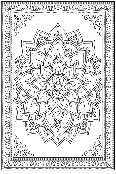 Lotus Mandala - Mandala coloring page for kids