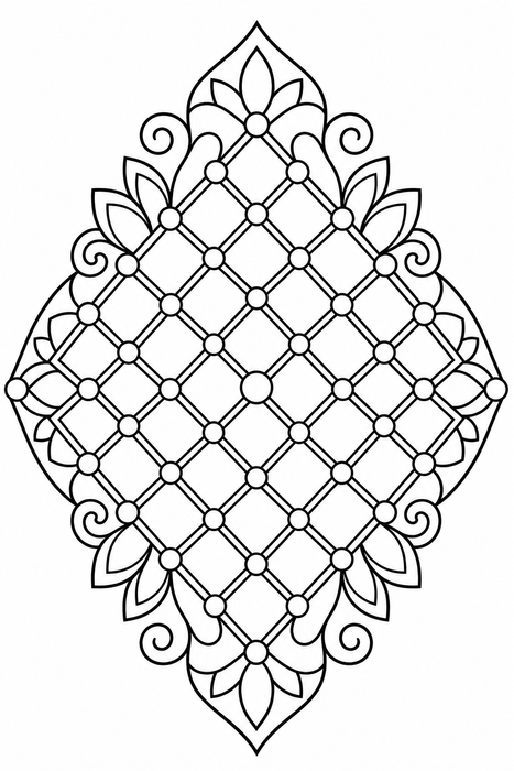 Diamond Lattice Mandala - Mandala coloring page for kids