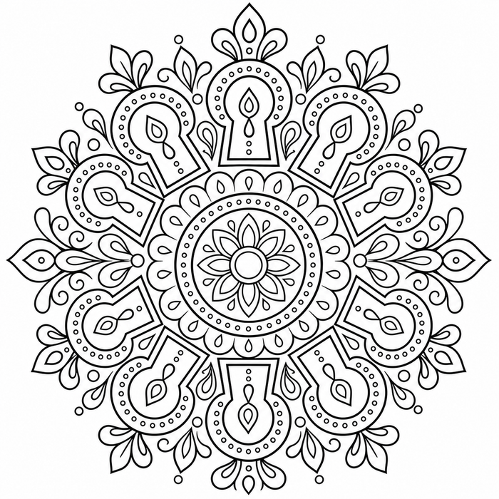 Keyhole Arch Mandala - Mandala coloring page for kids