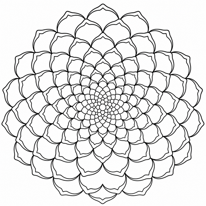 Pine Cone Scale Mandala - Mandala coloring page for kids