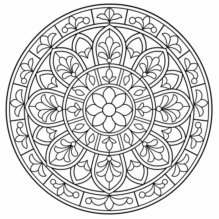 Stained Glass Mandala - Mandala coloring page for kids