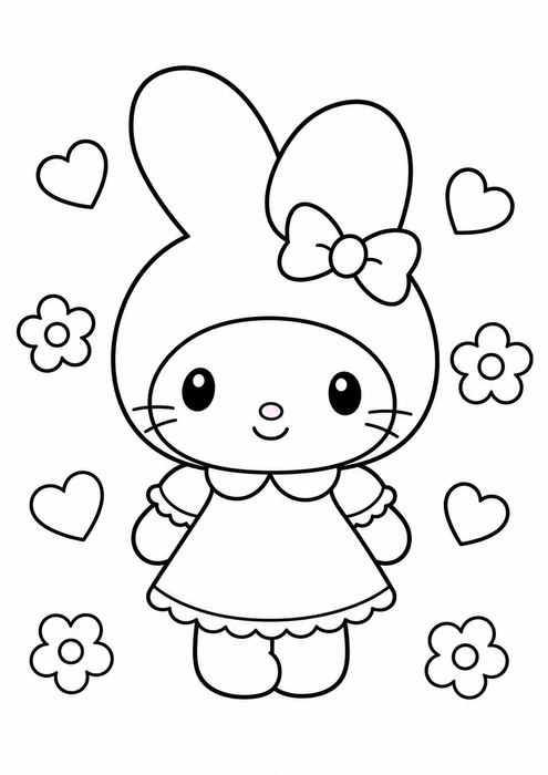 My Melody Coloring Page - Sanrio coloring page for kids
