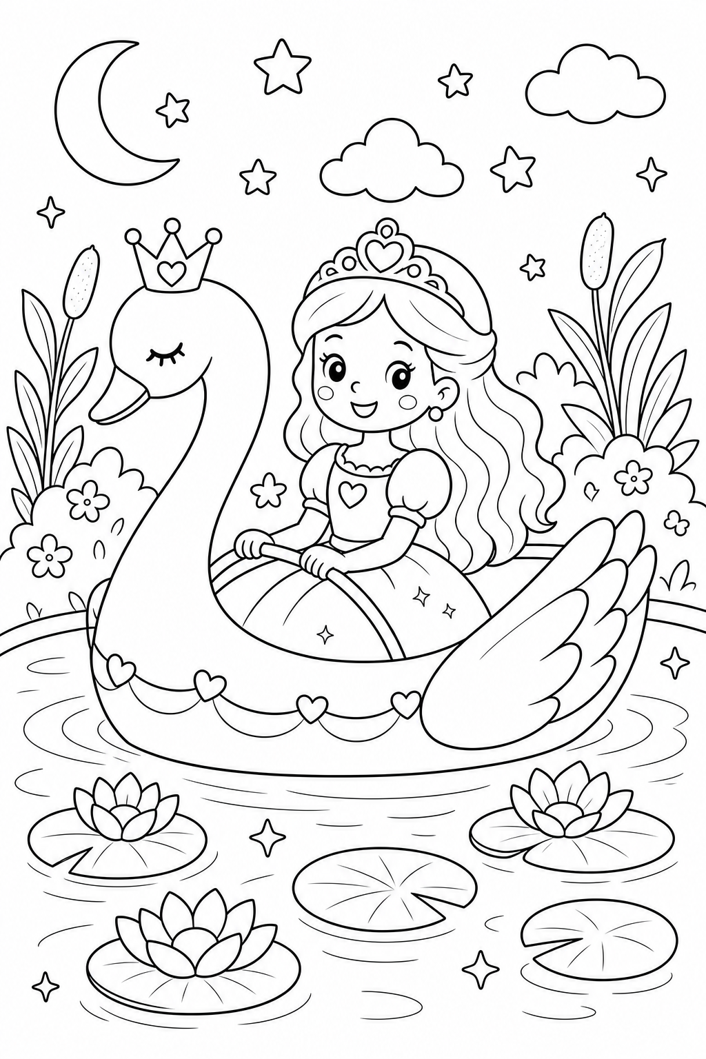 Swan Princess Coloring Page - Princess coloring page for kids