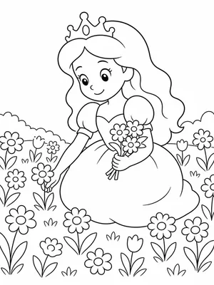 꽃밭에서 꽃 꺾는 공주 색칠도안 색칠도안