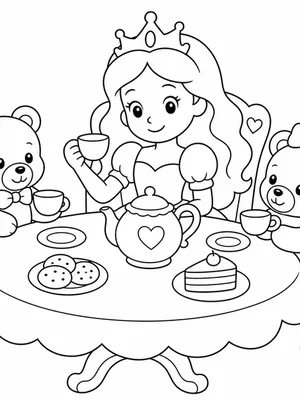 곰돌이와 차 마시는 공주 색칠도안 색칠도안
