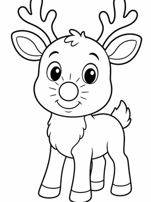 Rudolph the reindeer with a glowing red nose coloring page