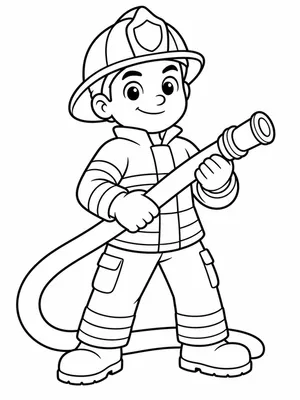 Brave Firefighter coloring page