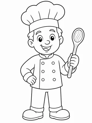 Chef with Wooden Spoon coloring page