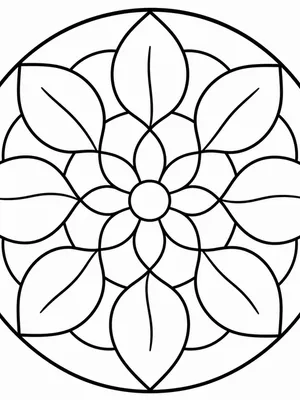 Easy Leaf Mandala coloring page