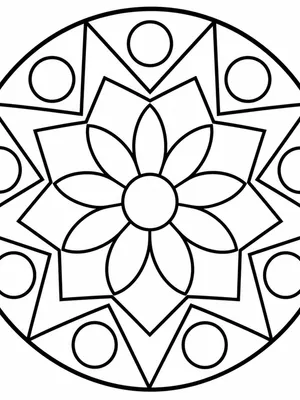 Easy Geometric Mandala coloring page