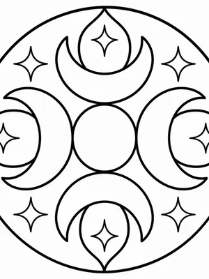 Crescent Moon Mandala coloring page