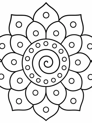 Spiral and Dots Mandala coloring page