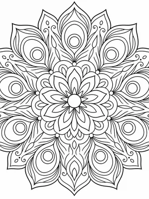 Peacock Feather Eye Mandala coloring page