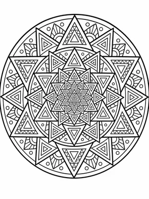 Triangular Fractal Mandala coloring page