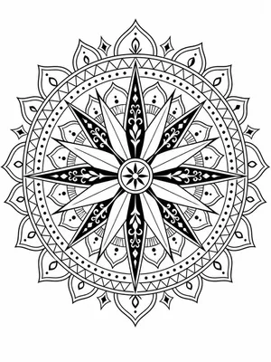 Compass Rose Mandala coloring page