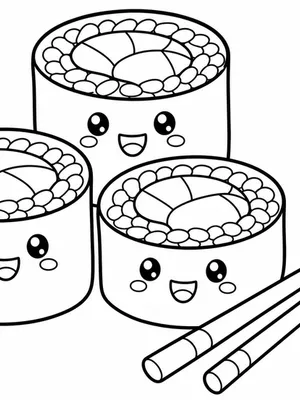 귀여운 스시 롤 세트 색칠도안