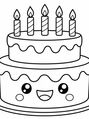행복한 생일 케이크 색칠도안