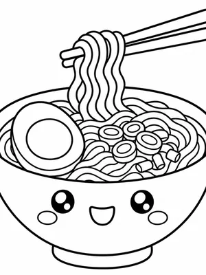 귀여운 라면 그릇 색칠도안