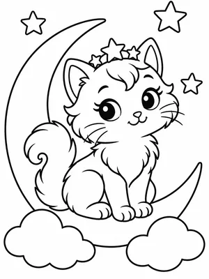 달빛 고양이 색칠도안 색칠도안