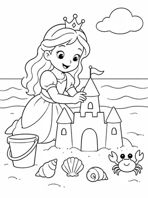 모래성 만드는 공주 색칠도안 색칠도안