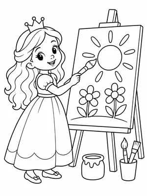 그림 그리는 공주 도안 색칠도안